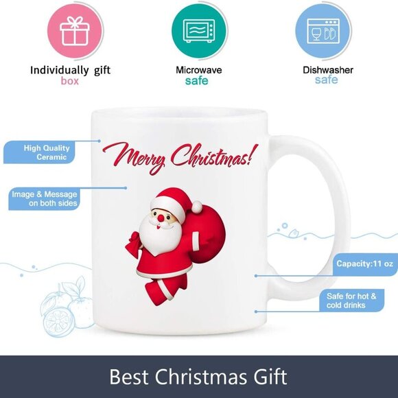 MERRY CHRISTMAS SANTA CLAUSE COFFE MUG GIFT - Picture 3 of 11